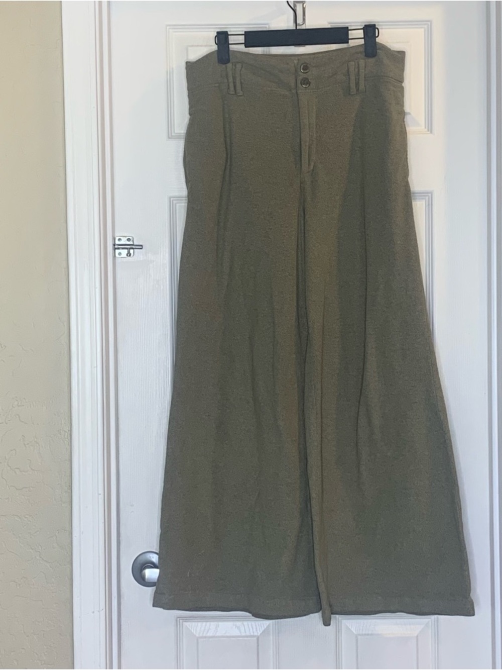 Free People Wide Leg High Rise Pants Olive Gray Size 12 - Picture 1 of 9